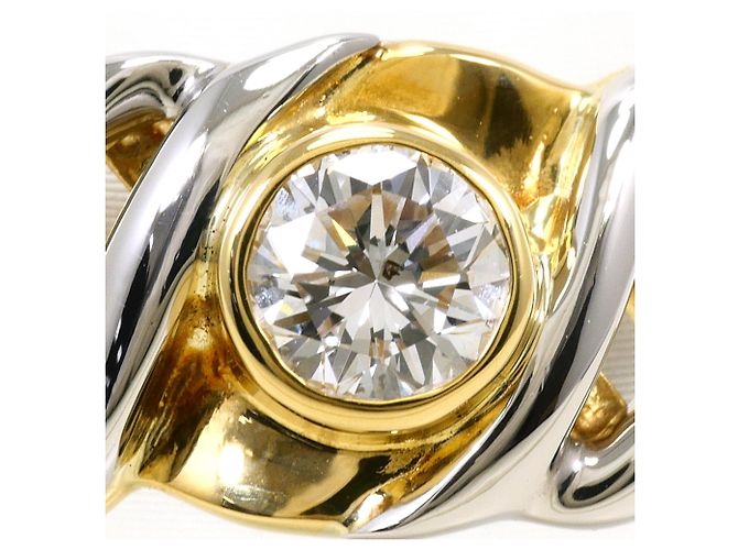 Autre Marque Platin- und Gelbgold-Ring mit Diamant Golden - Ansicht 2