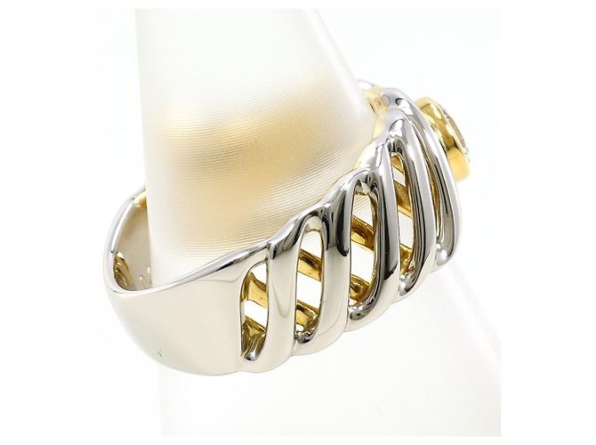 Autre Marque Platin- und Gelbgold-Ring mit Diamant Golden - Ansicht 3