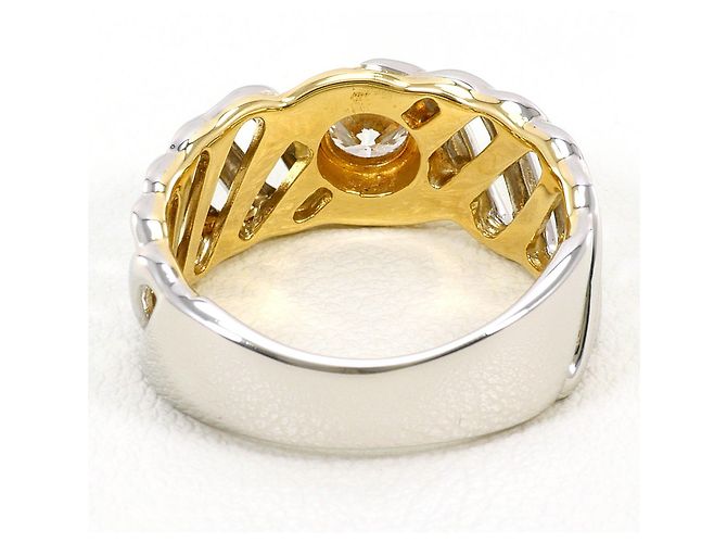 Autre Marque Platin- und Gelbgold-Ring mit Diamant Golden - Ansicht 4