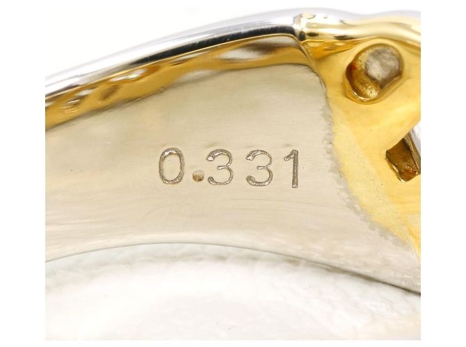 Autre Marque Platin- und Gelbgold-Ring mit Diamant Golden - Ansicht 6