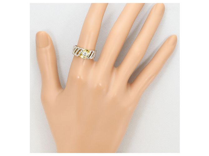 Autre Marque Platin- und Gelbgold-Ring mit Diamant Golden - Ansicht 7