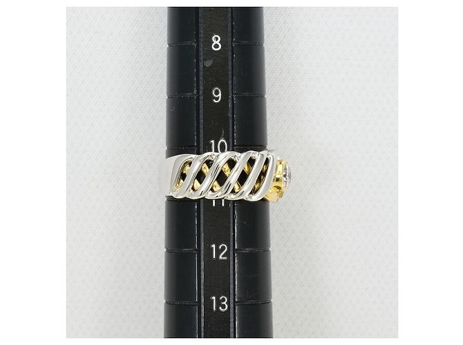 Autre Marque Platin- und Gelbgold-Ring mit Diamant Golden - Ansicht 8