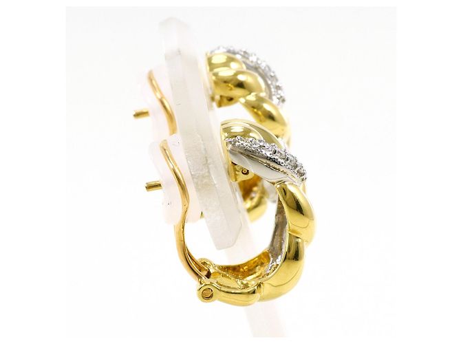 Autre Marque Orecchini a clip in oro giallo 18K e platino con diamante D'oro - vista 3