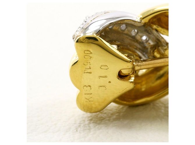 Autre Marque Orecchini a clip in oro giallo 18K e platino con diamante D'oro - vista 4