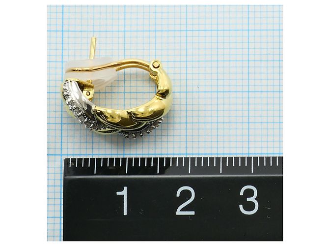 Autre Marque Orecchini a clip in oro giallo 18K e platino con diamante D'oro - vista 5