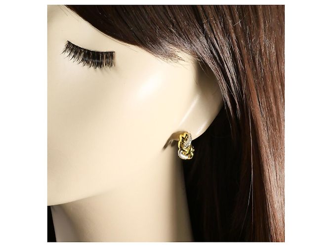 Autre Marque Orecchini a clip in oro giallo 18K e platino con diamante D'oro - vista 6
