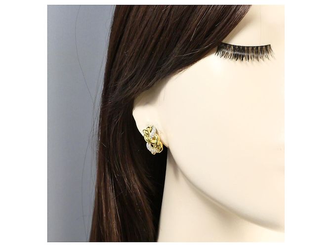 Autre Marque Orecchini a clip in oro giallo 18K e platino con diamante D'oro - vista 7