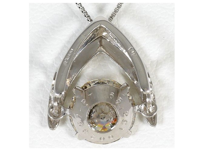 Autre Marque Platinhalskette mit Diamantanhänger - Ansicht 3