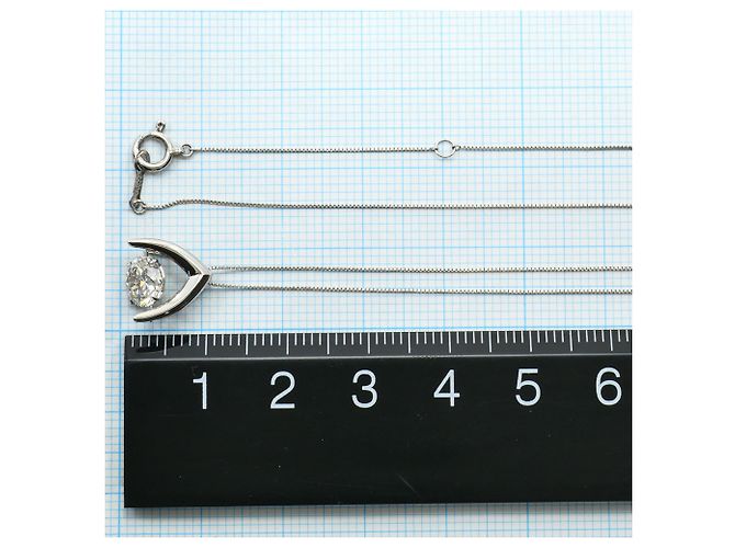 Autre Marque Platinhalskette mit Diamantanhänger - Ansicht 5