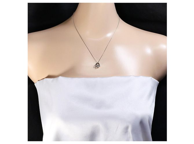 Autre Marque Platinhalskette mit Diamantanhänger - Ansicht 6