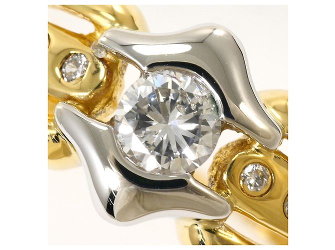 Autre Marque 18K Gelbgold- und Platin-Diamantring Golden - Ansicht 2
