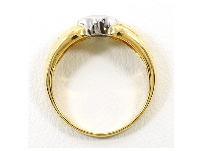 Autre Marque 18K Gelbgold- und Platin-Diamantring Golden - Ansicht 3