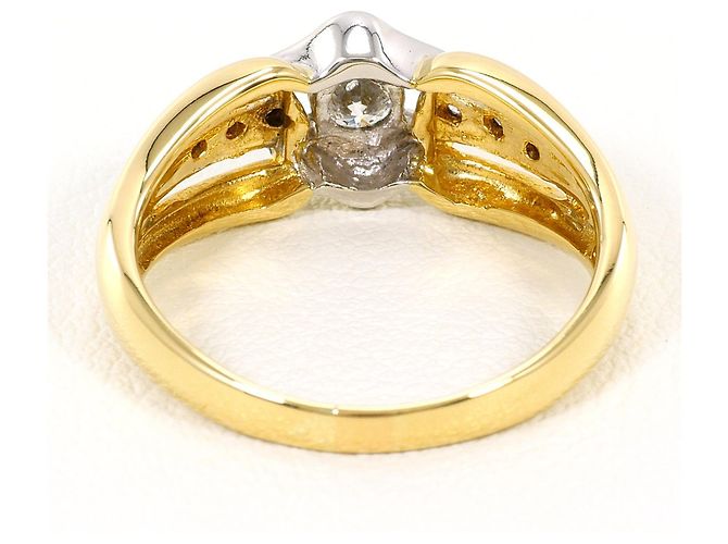 Autre Marque 18K Gelbgold- und Platin-Diamantring Golden - Ansicht 4