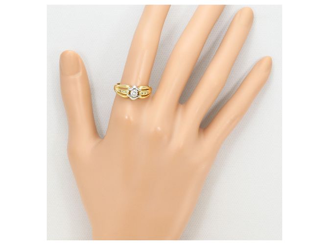 Autre Marque 18K Gelbgold- und Platin-Diamantring Golden - Ansicht 7