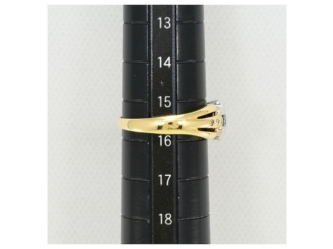 Autre Marque 18K Gelbgold- und Platin-Diamantring Golden - Ansicht 8