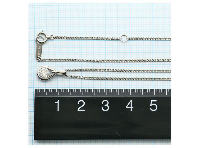 Autre Marque Platinanhänger-Halskette mit Diamant - Ansicht 5