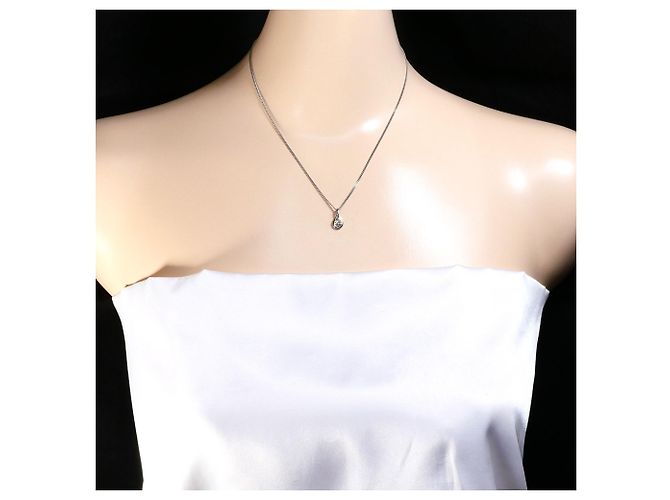 Autre Marque Platinanhänger-Halskette mit Diamant - Ansicht 6