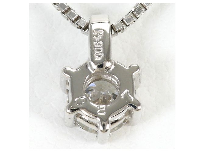 Autre Marque Platinhalskette mit Diamantanhänger - Ansicht 3