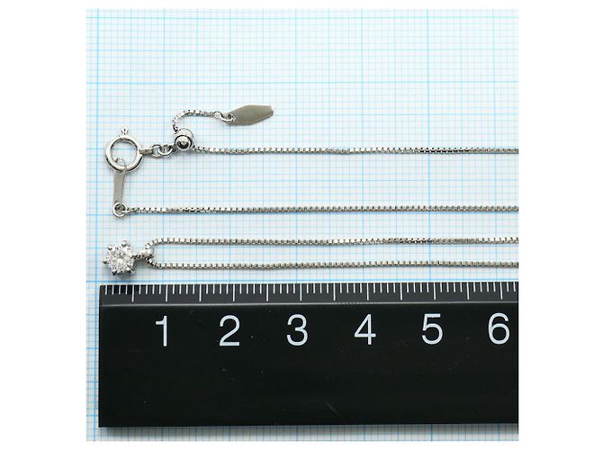 Autre Marque Platinhalskette mit Diamantanhänger - Ansicht 5