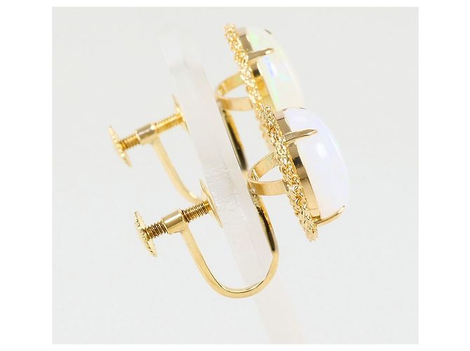 Autre Marque Orecchini a clip in oro giallo 18K con opale D'oro - vista 3