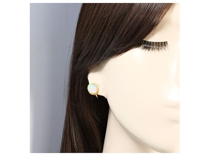 Autre Marque Orecchini a clip in oro giallo 18K con opale D'oro - vista 5