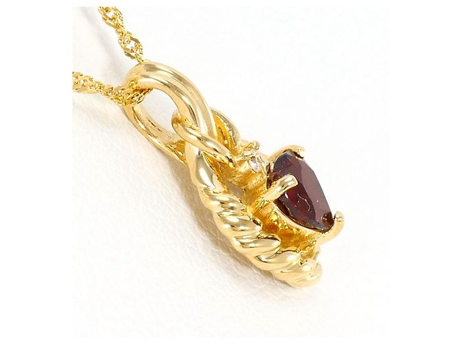 Autre Marque 18K Gelbgoldhalskette mit Granat und Diamant Golden - Ansicht 2