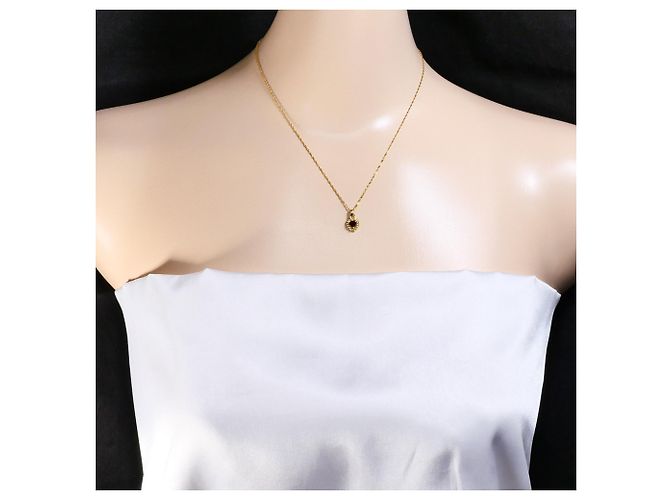 Autre Marque 18K Gelbgoldhalskette mit Granat und Diamant Golden - Ansicht 5