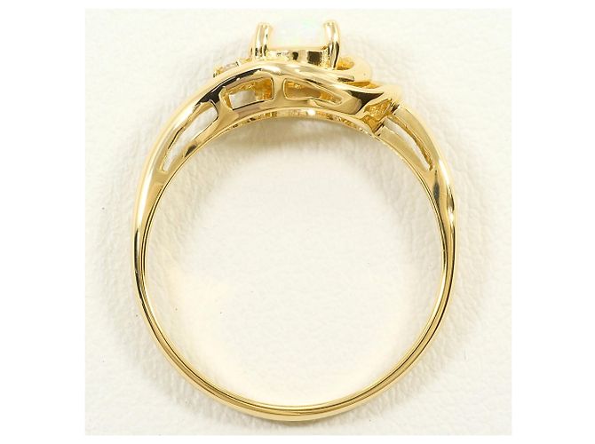 Autre Marque 18K Gelbgold-Ring mit Opal und Diamant Golden - Ansicht 3