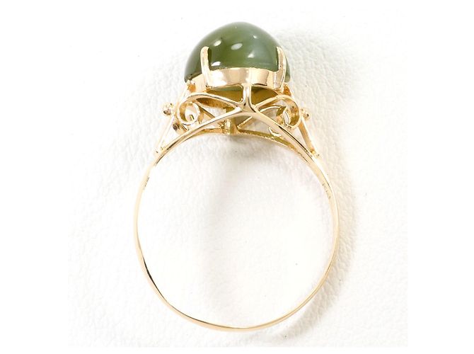 Autre Marque 10K Gelbgold-Ring mit Katzenaugenstein Golden - Ansicht 2