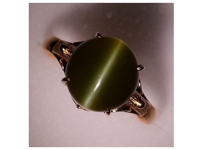 Autre Marque 10K Gelbgold-Ring mit Katzenaugenstein Golden - Ansicht 5