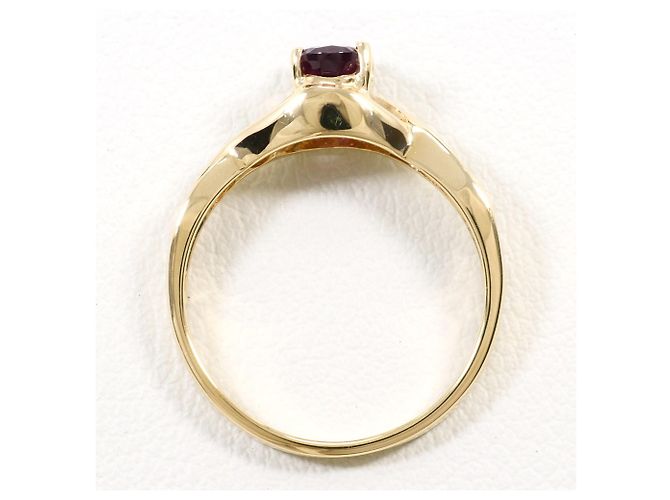 Autre Marque Gelbgold 10K Ring mit Granat und Diamant Golden - Ansicht 2