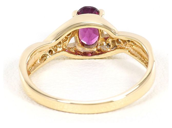 Autre Marque Gelbgold 10K Ring mit Granat und Diamant Golden - Ansicht 3