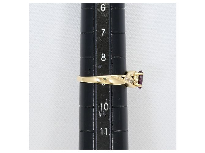 Autre Marque Gelbgold 10K Ring mit Granat und Diamant Golden - Ansicht 6