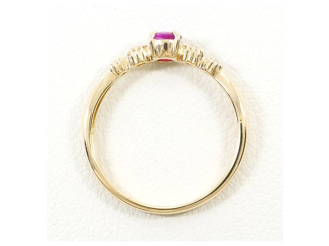 Autre Marque 10K Gelbgoldring mit Rubin und Diamant Golden - Ansicht 2