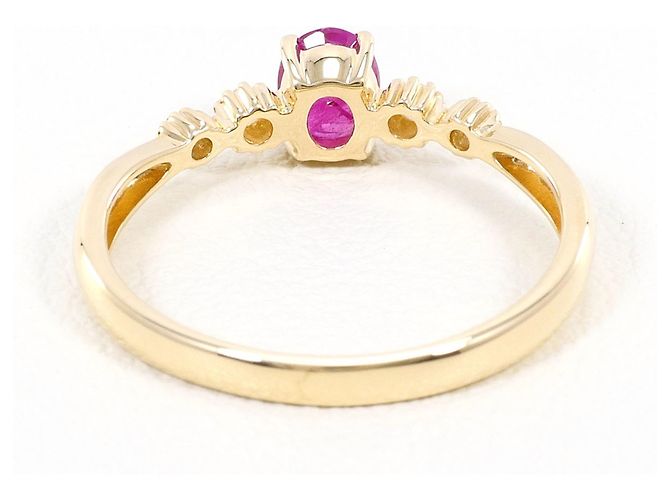 Autre Marque 10K Gelbgoldring mit Rubin und Diamant Golden - Ansicht 3