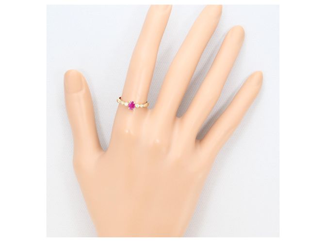 Autre Marque 10K Gelbgoldring mit Rubin und Diamant Golden - Ansicht 5