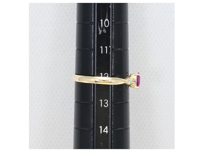 Autre Marque 10K Gelbgoldring mit Rubin und Diamant Golden - Ansicht 6
