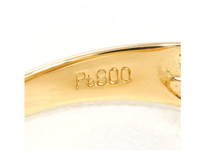 Autre Marque 18K Gelbgold- und Platin-Ring mit Diamant Golden - Ansicht 5