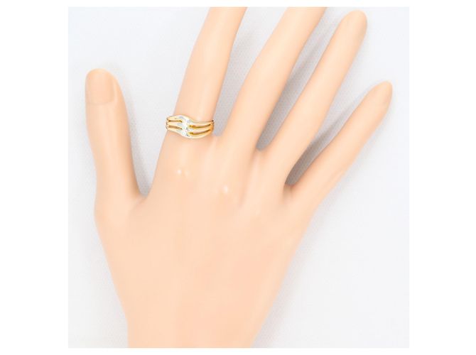 Autre Marque 18K Gelbgold- und Platin-Ring mit Diamant Golden - Ansicht 6