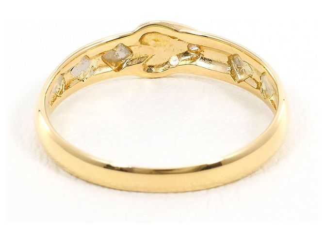 Autre Marque 18K Gelbgold- und Platin-Ring mit Diamant Golden - Ansicht 3