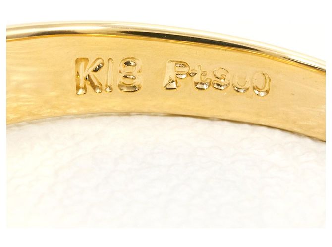 Autre Marque 18K Gelbgold- und Platin-Ring mit Diamant Golden - Ansicht 4