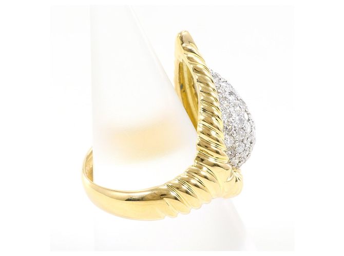 Autre Marque Platin- und Gelbgold-Diamantring Golden - Ansicht 3