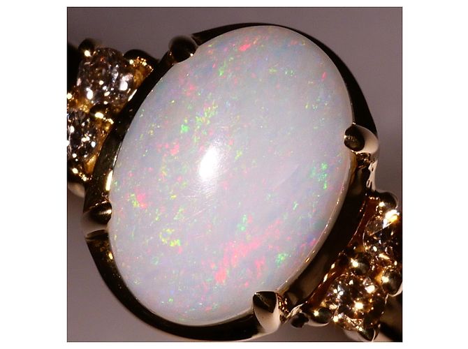 Autre Marque 18K Gelbgold-Ring mit Opal und Diamant Golden - Ansicht 2