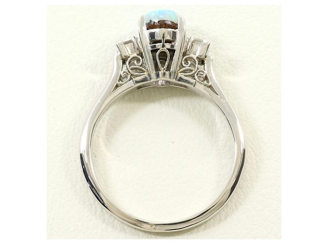 Autre Marque Platinring mit Opal und Diamanten - Ansicht 3