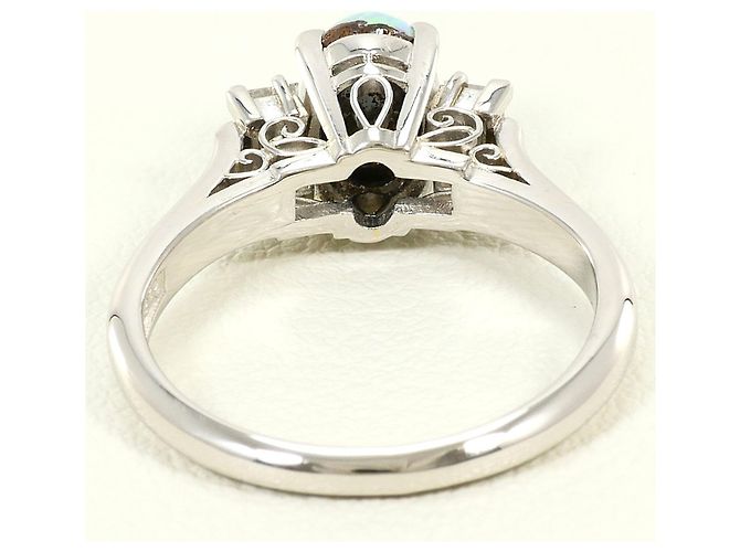 Autre Marque Platinring mit Opal und Diamanten - Ansicht 4