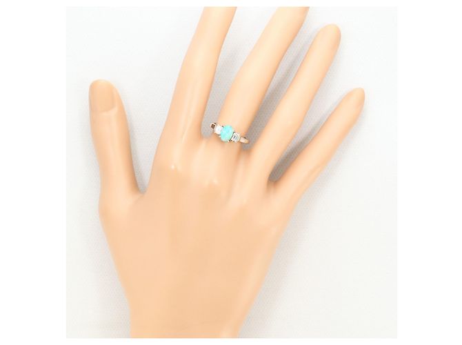 Autre Marque Platinring mit Opal und Diamanten - Ansicht 7