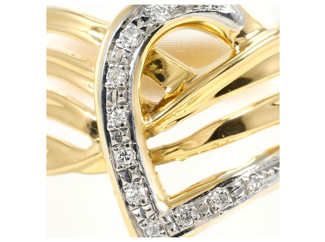 Autre Marque Eleganter 18K Gelbgold- und Platin-Ring Golden - Ansicht 2