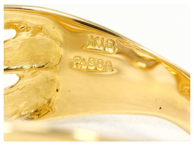 Autre Marque Eleganter 18K Gelbgold- und Platin-Ring Golden - Ansicht 5