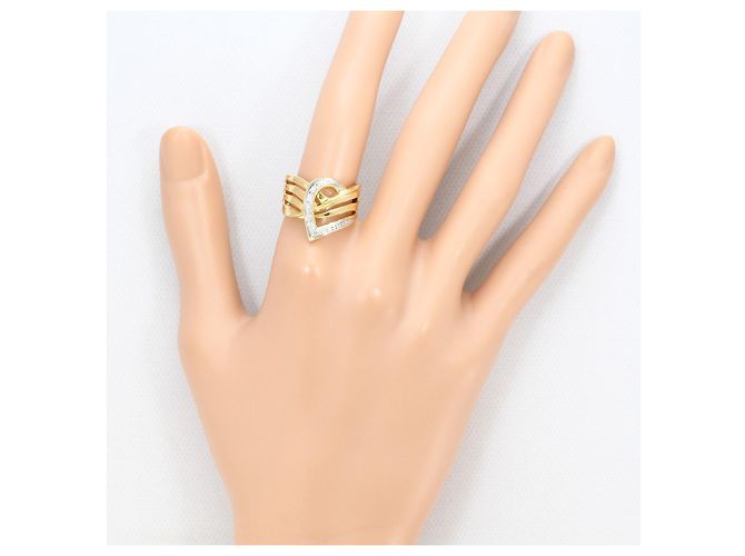 Autre Marque Eleganter 18K Gelbgold- und Platin-Ring Golden - Ansicht 6