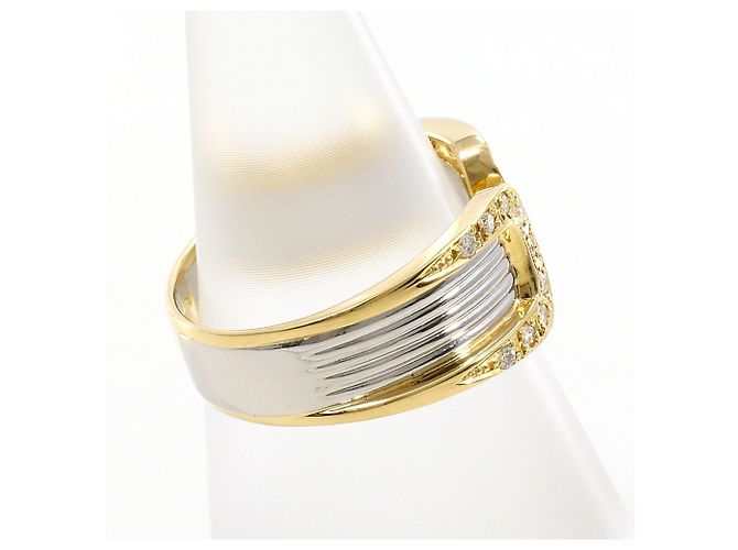 Autre Marque 18K Gold- und Platin-Diamantring Golden - Ansicht 3